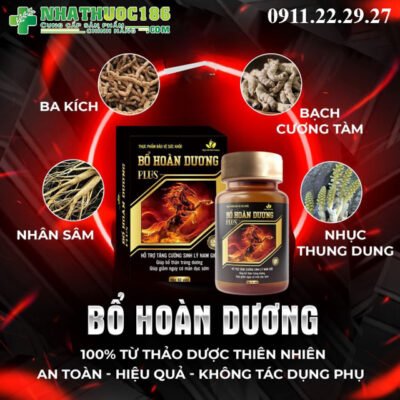 Viên uống tăng cường sinh lý nam giới Bổ Hoàn Dương Plus (hộp 1 lọ 50 viên)